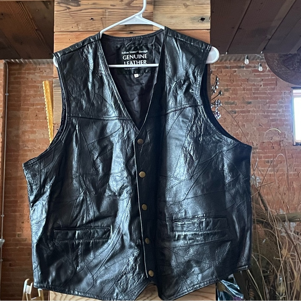 Italian Stone Design Genuine Leather Vest